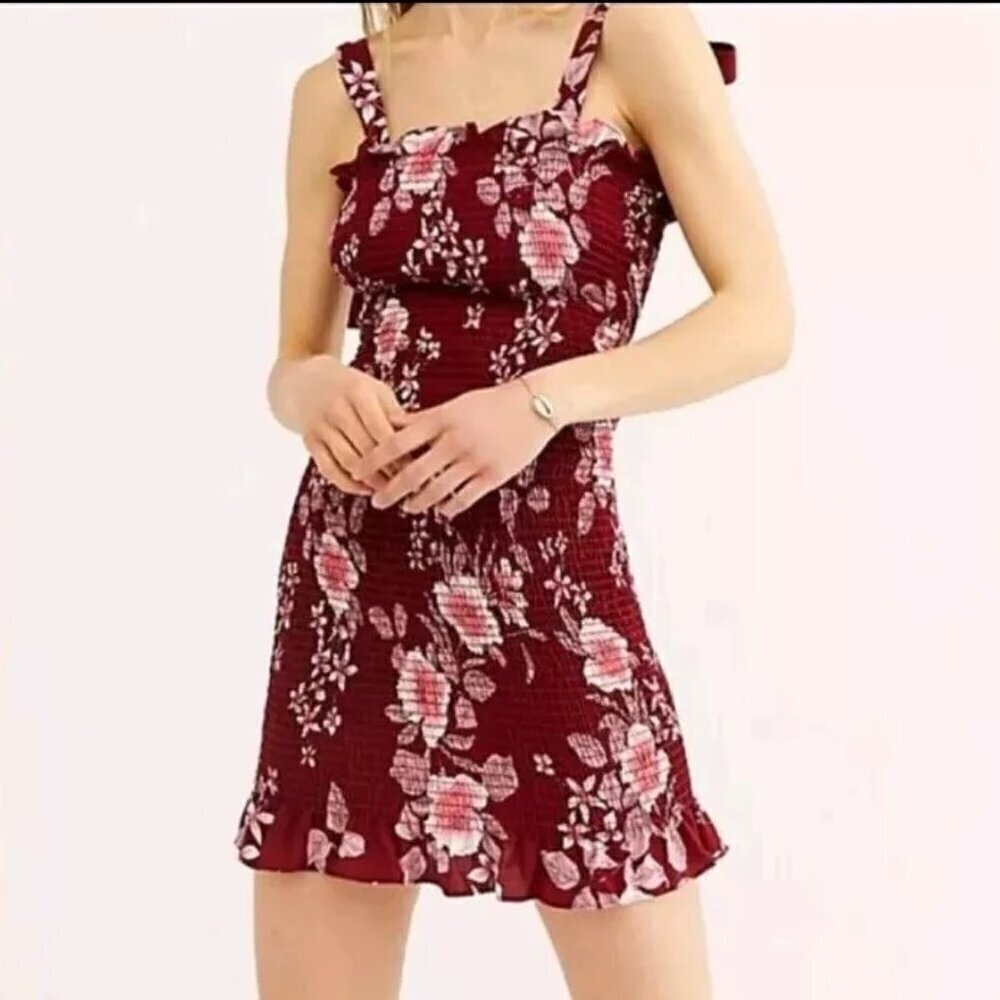 Intimately Free People Bella Smocked Slip Floral Mini Dress‎